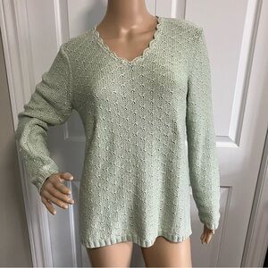 Northern Reflections | Light green knit long sleeve sweater
